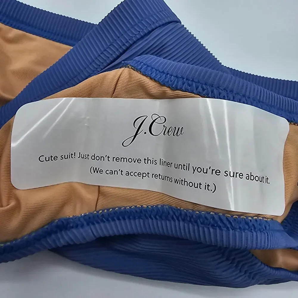 J. Crew Woman size XXL Ribbed Trim Hipster Full Coverage Bikini Bottoms Blue NEW